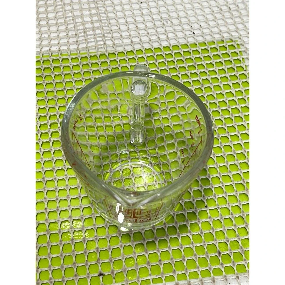 Vintage‎ Anchor Hocking Glass Measuring Cup 1 Cup 8 oz Red Lettering Open Handle